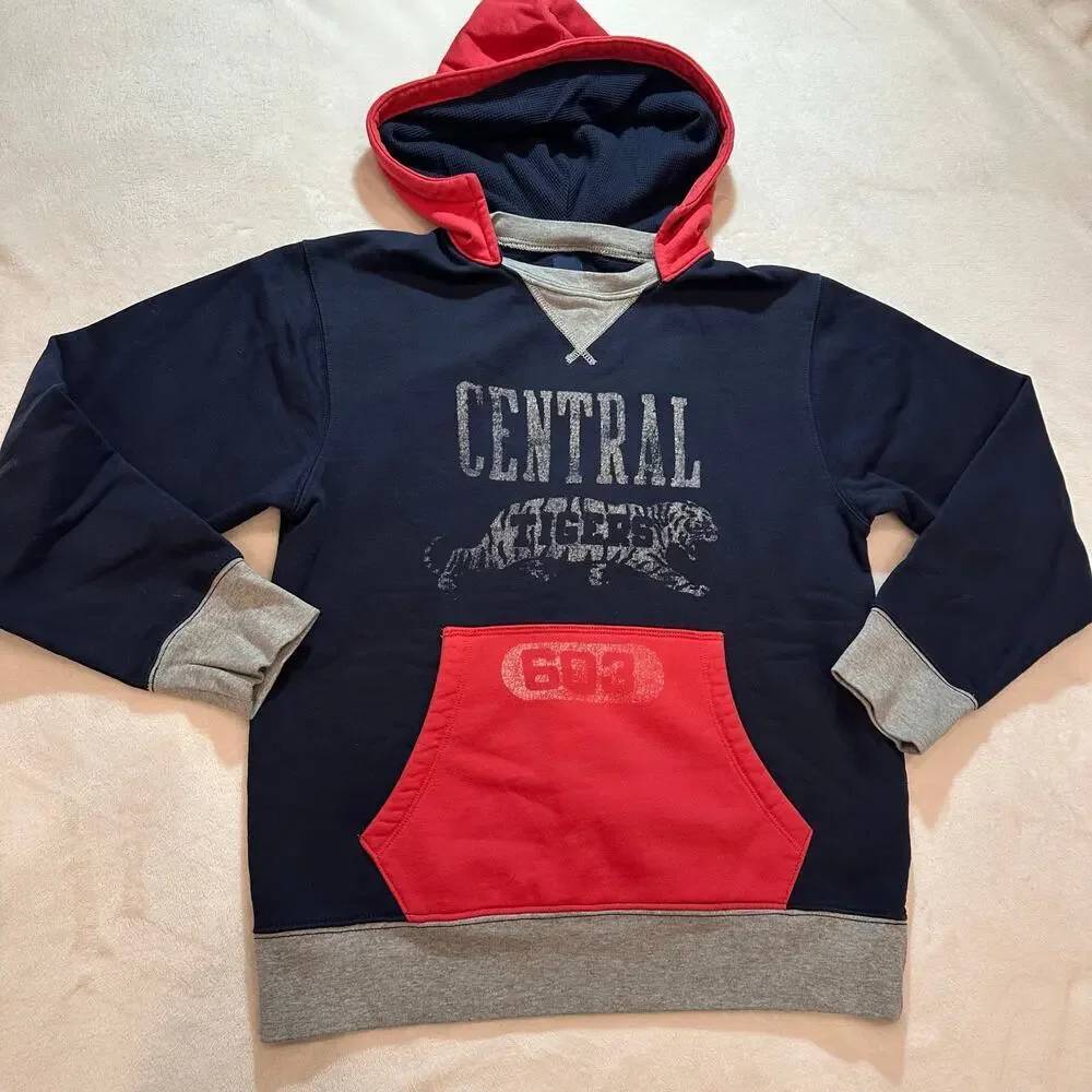 Gap Boy's Navy Hooded Sweatshirt sz XL Colorblock Hoodie Tigers Hoodie